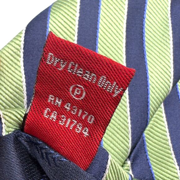 Chaps Mens 100% Silk Dress Tie Hand Made Awning Stripe Pattern‎ 59" 3 3/4" - Picture 9 of 12